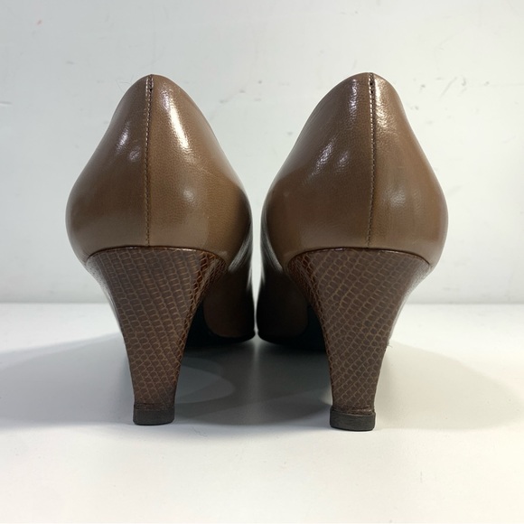 Vintage Yves Saint Laurent Leather Pumps Women’s Mid Heel Shoes Brown Size 8 N - Picture 12 of 13